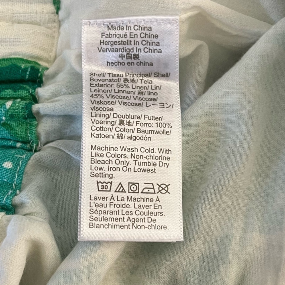 J Crew Linen Blend Skirt Palm Leaf Print White Green XS - Picture 3 of 6
